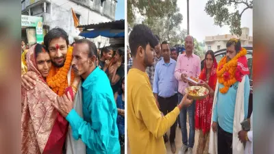 PHOTOS: 17 दिनों तक जिंदगी से जंग लड़कर घर लौटे गिरिडीह के सुबोध व विश्वजीत, ढोल-नगाड़े के साथ हुआ स्वागत