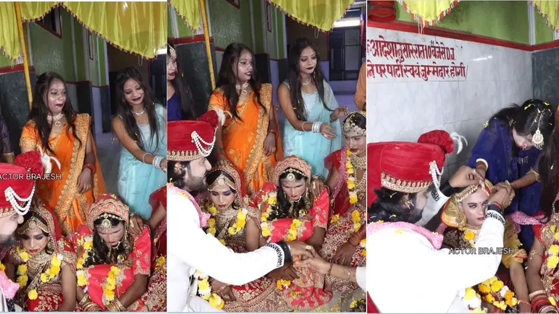 Viral Video: 1 दूल्हे ने 4 दुल्हनों की मांग में भर दिया सिंदूर, लोग बोले- शादी का मजाक बना डाला