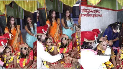 Viral Video: 1 दूल्हे ने 4 दुल्हनों की मांग में भर दिया सिंदूर, लोग बोले- शादी का मजाक बना डाला