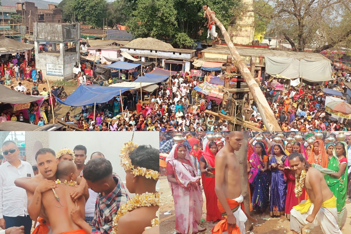 भगता परब: बोकारो में पीठ छिदवाकर व अंगारों पर चलकर दिखायी आस्था, 30 फीट की ऊंचाई पर झूले भगतिया