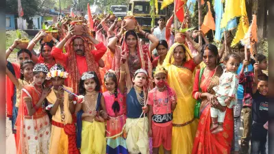 151 कलश यात्रा के साथ महा अनुष्ठान शुरू