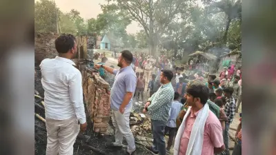 मठ प्रांगण में लगी आग, मूर्ति के कुछ भाग जले