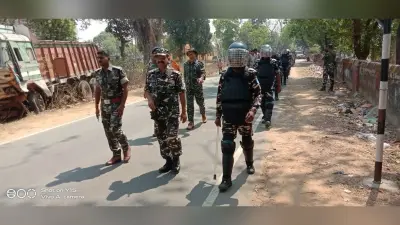 एसएसबी के जवानों ने रामनवमी को लेकर किया फ्लैग मार्च