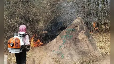 वन विभाग की टीम ने बुझायी गुमरो पहाड़ में लगी आग