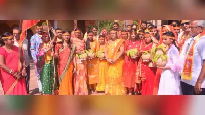 शनिदेव मंदिर की प्राण प्रतिष्ठा के लिए निकाली कलश यात्रा