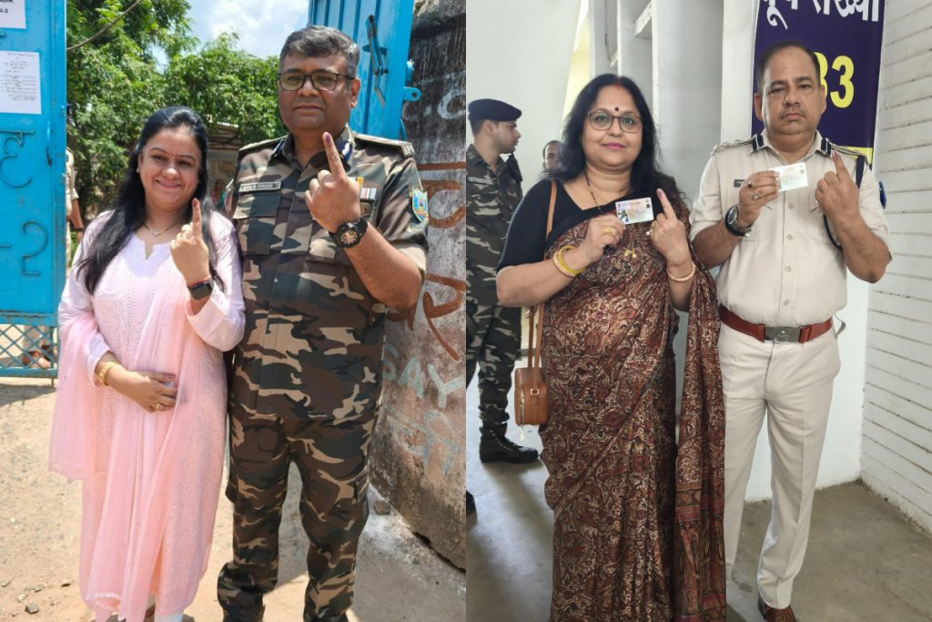 एसएसपी चन्दन कुमार सिन्हा और आइजी एवी होमकर अपनी-अपनी पत्नी के साथ