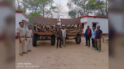 दो ट्रैक्टर जलावन की लकड़ी जब्त कर लौटे वन विभाग के कर्मी