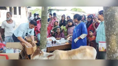 किसानों से किया संवाद, शिविर में पशुओं की हुई चिकित्सा