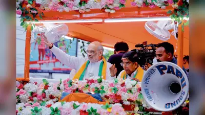 सुभाष सरकार के समर्थन में अमित शाह का बांकुड़ा शहर में रोड शो