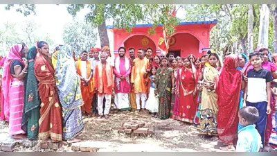 नये मंदिर निर्माण को लेकर भूमि पूजन