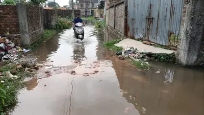 पानी की निकासी नहीं होने से सड़क पर जलजमाव, मुहल्लेवासी परेशान