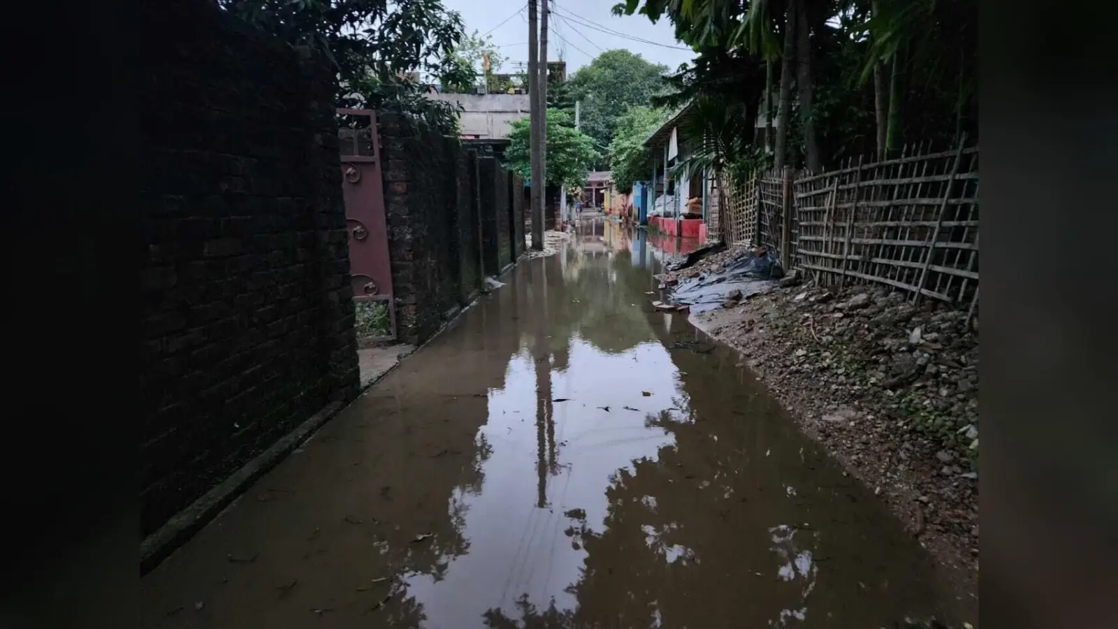 पौआखाली नगर क्षेत्र में जलजमाव से मुहल्लेवासी परेशान, बीमारी फैलने की आशंका