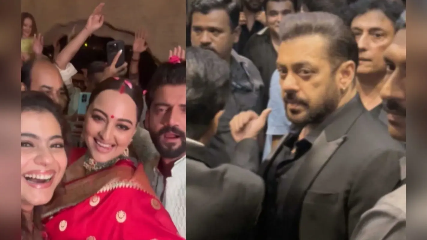 Sonakshi-Zaheer के रिसेप्शन में दिखा सलमान का स्वैग, ढोल की थाप पर न्यूली वेड कपल के साथ काजोल ने किया डांस, VIDEO
