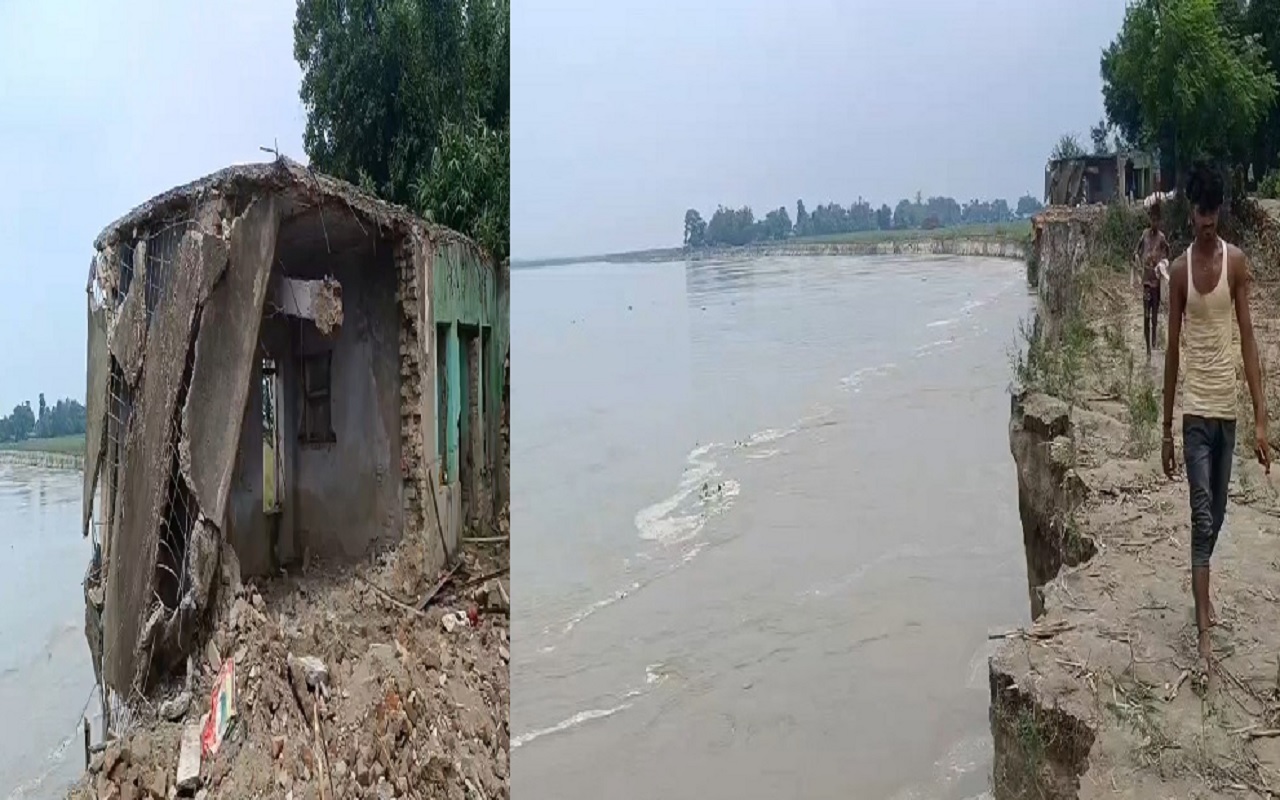PHOTOS: बिहार में उग्र होकर पूरे गांव को निगल जाती है नदी, जमीन कटकर और घर-मकान ढहकर कोसी में समाने लगे