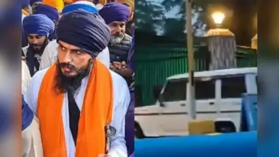 बारिश के बीच कुछ ऐसे डिब्रूगढ़ जेल से बाहर लाया गया कट्टरपंथी उपदेशक अमृतपाल सिंह को