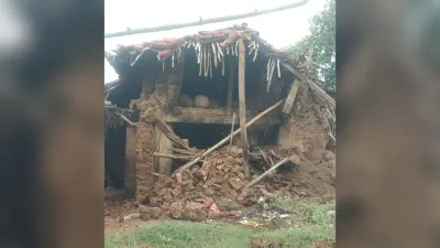 भारी बारिश से पूर्व पंचायत समिति सदस्य के घर का कुछ भाग गिरा