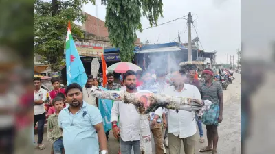 बिजली विभाग के खिलाफ फूटा आक्रोश, सहायक अभियंता का किया पुतला दहन