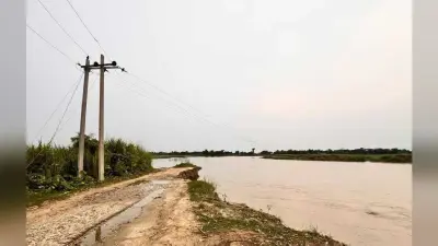 जलस्तर बढ़ने के साथ सिकरहना नदी में कटाव शुरू