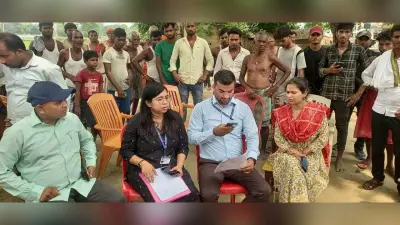 हरसिद्धि के मजदूर की आंध्र प्रदेश में हुई मौत, प्रदर्शन