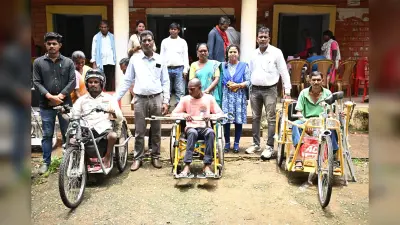 आरएसपी ने नुआगांव में दिव्यांगों व वरिष्ठजनों में बांटे सहायक उपकरण