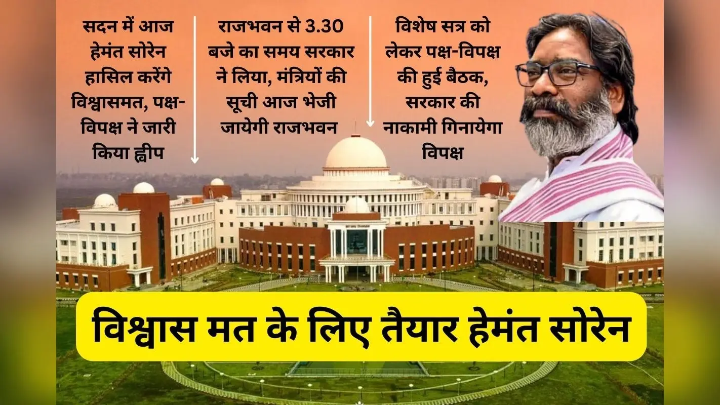 हेमंत सोरेन सरकार ने राजभवन से लिया समय, विश्वासमत के बाद आज ही शपथ लेंगे नये मंत्री