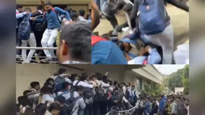 नौकरी के लिए मची भगदड़, टूटी रेलिंग, Video Viral