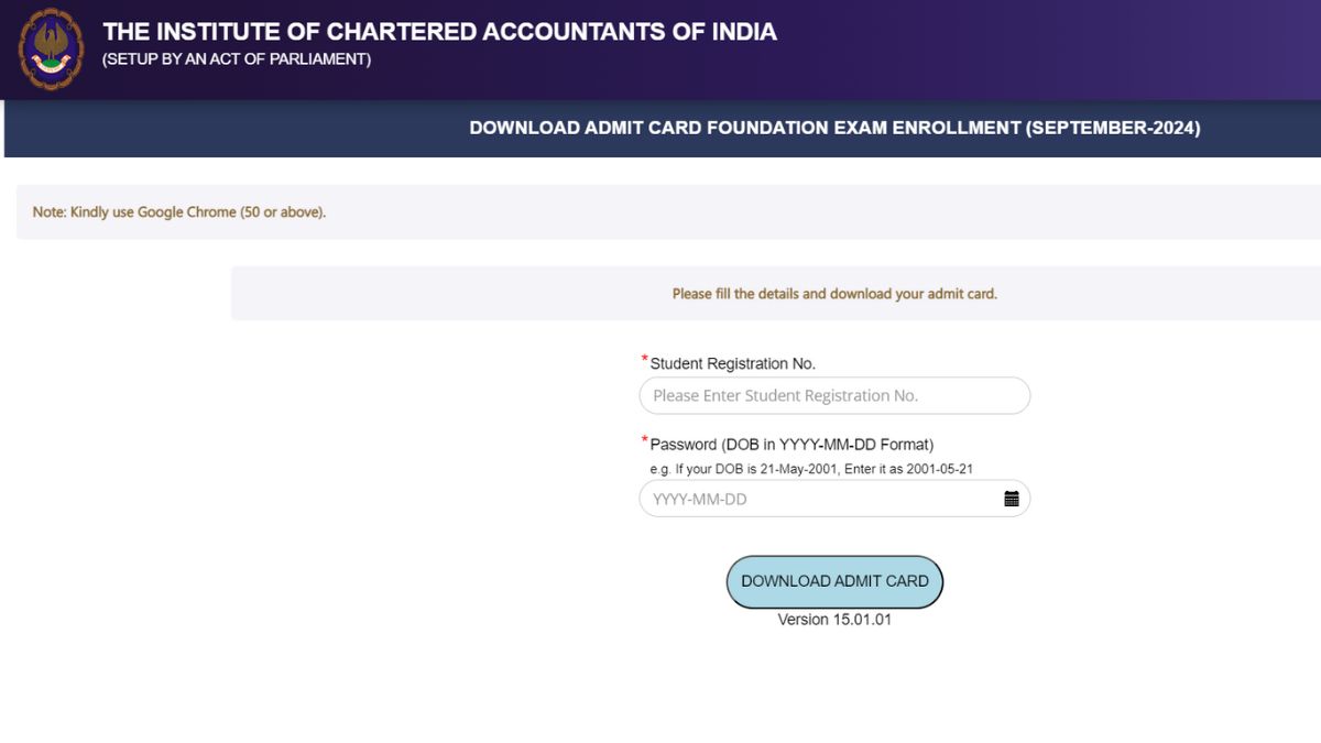 ICAI CA Foundation 2024: सितंबर सेशन के लिए एडमिट कार्ड जारी, उम्मीदवार यहां से डाउनलोड कर सकते हैं एडमिट कार्ड icai.org