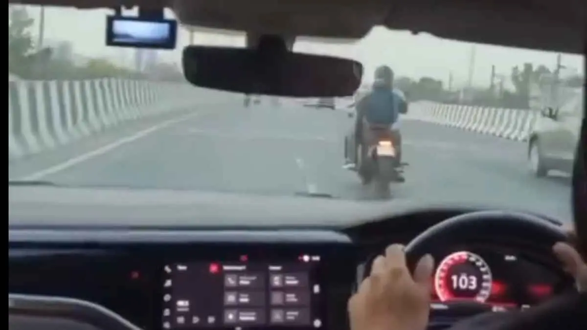 पहले बाइक सवार को टक्कर मारी, फिर ड्राइवर अनदेखा करके चला गया
