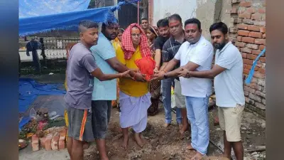 दुर्गा मंदिर निर्माण को लेकर हुआ भूमि पूजन, रखी गयी नींव