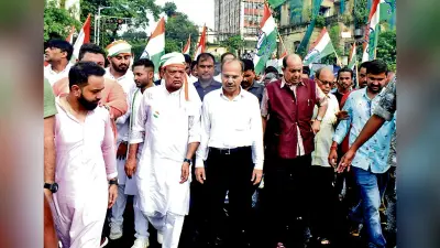 आरजीकर की घटना के खिलाफ कांग्रेस ने निकाला जुलूस