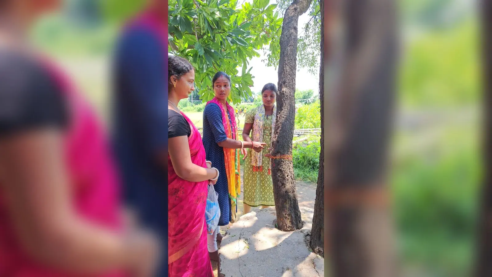 आरजीएस गुरुकूलम की छात्राओं ने वृक्षों को रक्षा सूत्र बांधकर मनाया त्योहार