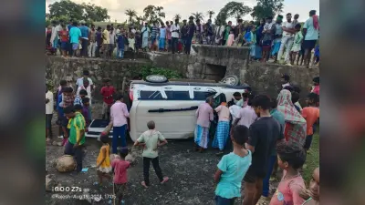 पुल के नीचे गिरी स्कॉर्पियो, धक्का लगने से 40 वर्षीय व्यक्ति घायल