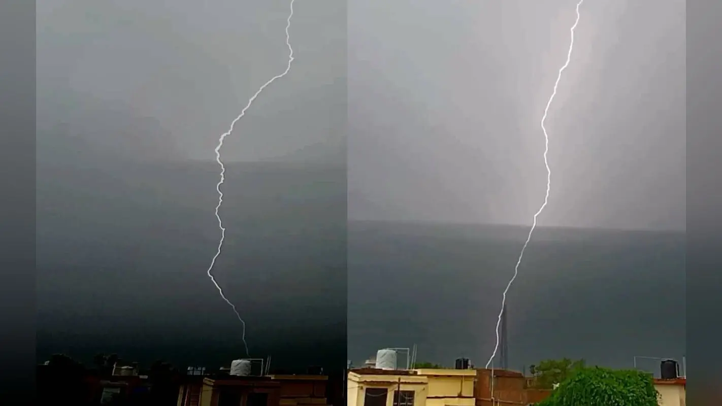 Lightning Strike: मुजफ्फरपुर के आसमान में चमकी जोरदार बिजली, कैमरे में कैद हुआ नजारा