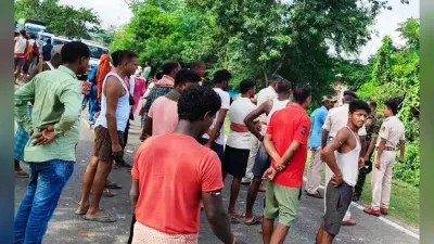 सड़क पार कर रहे बालक को हाइवा ने रौंदा, विरोध में ढाई घंटे तक एनएच 333 रहा जाम
