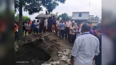 अचानक जमीन धंसने से मलवा में दबकर गाय की मौत
