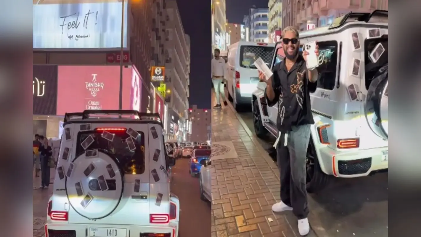 iPhone 16 Pro Max को यह आदमी Free में क्यों बांट रहा है? कार पर चिपका दिये लाखों के फोन, उखाड़कर चल दिये लोग, देखें VIDEO