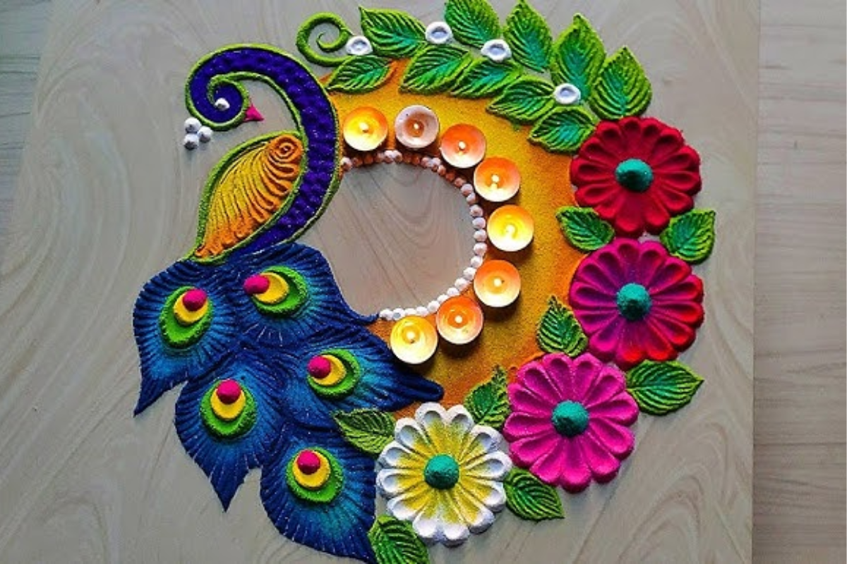 Peacock Diwali Photos: इस दीपावली पर बनाए खूबसूरती मोर रंगोली डिज़ाइन