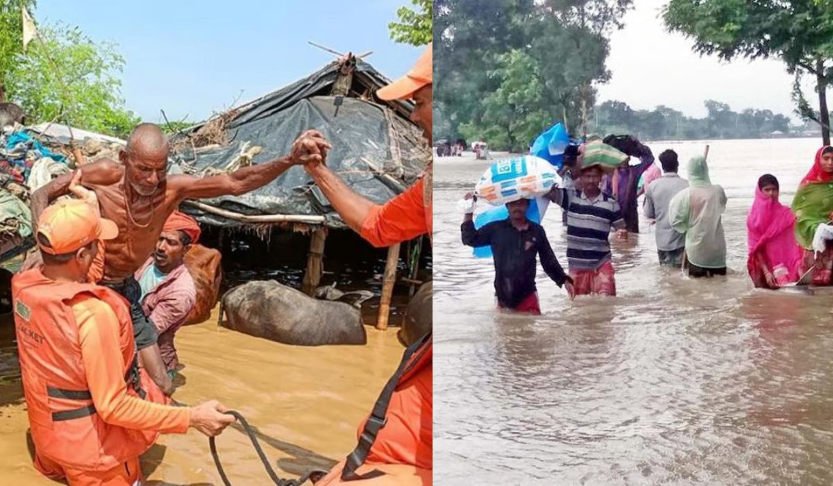 Bihar Flood: बिहार में बाढ़ का कहर, 8 लोग जिंदा बहे, 16 जिलों की 10 लाख आबादी प्रभावित