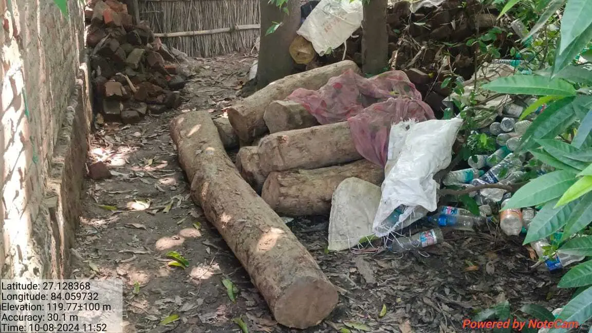 बगहा रेलवे ढाला के समीप से शीशम व सागवान की 10 गुल्ली लकड़ी जब्त