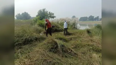 छठ महापर्व को लेकर घाटों की सफाई शुरू