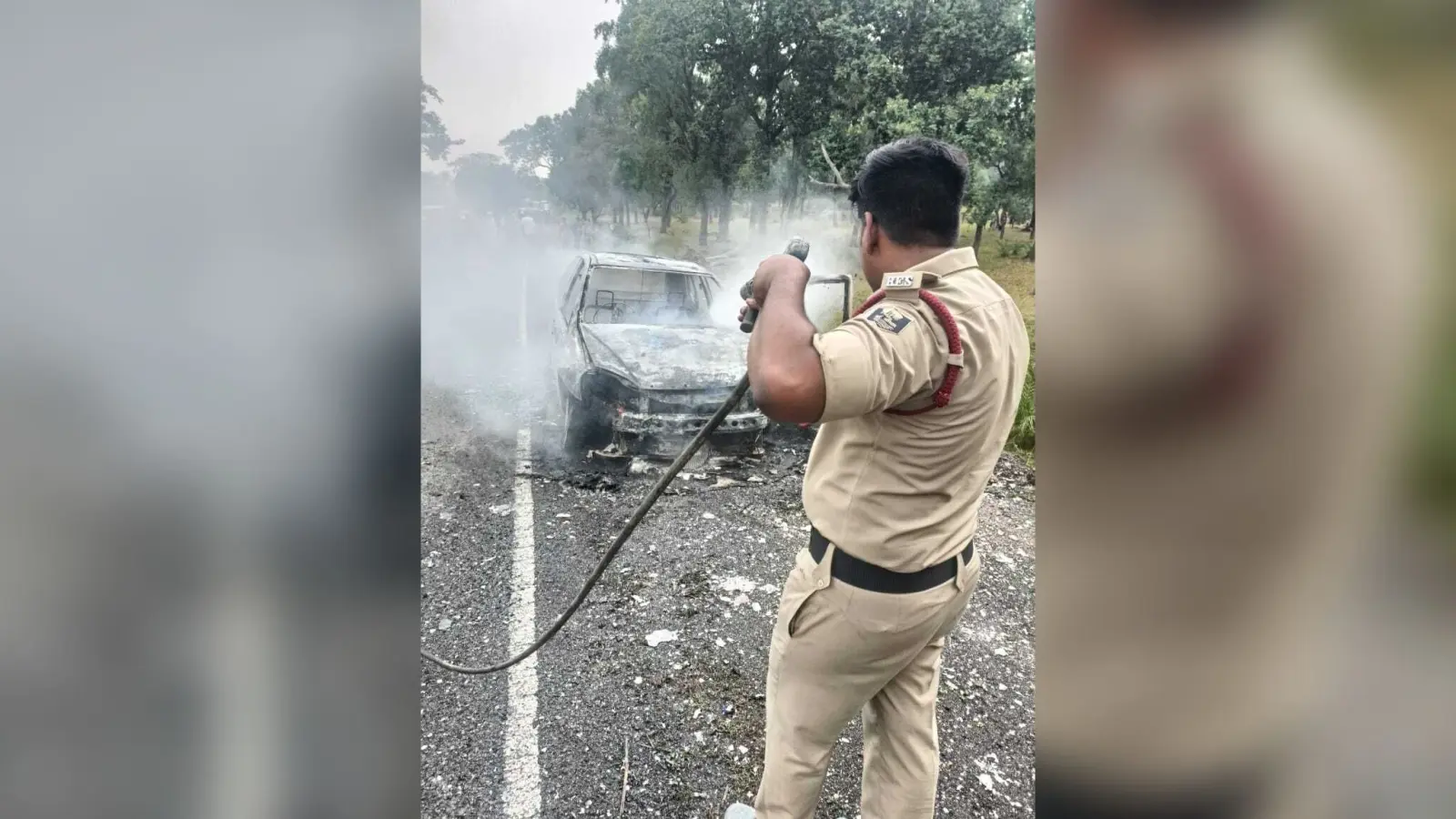 भागलपुर से मधुपुर जा रही इंडिका कार में शॉर्ट-सर्किट से लगी आग