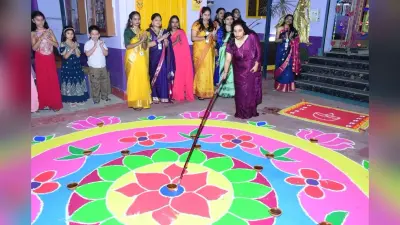 किडजी जॉनी किड्स व माउंट लिटेरा जी स्कूल में बनायी गई रंगोली
