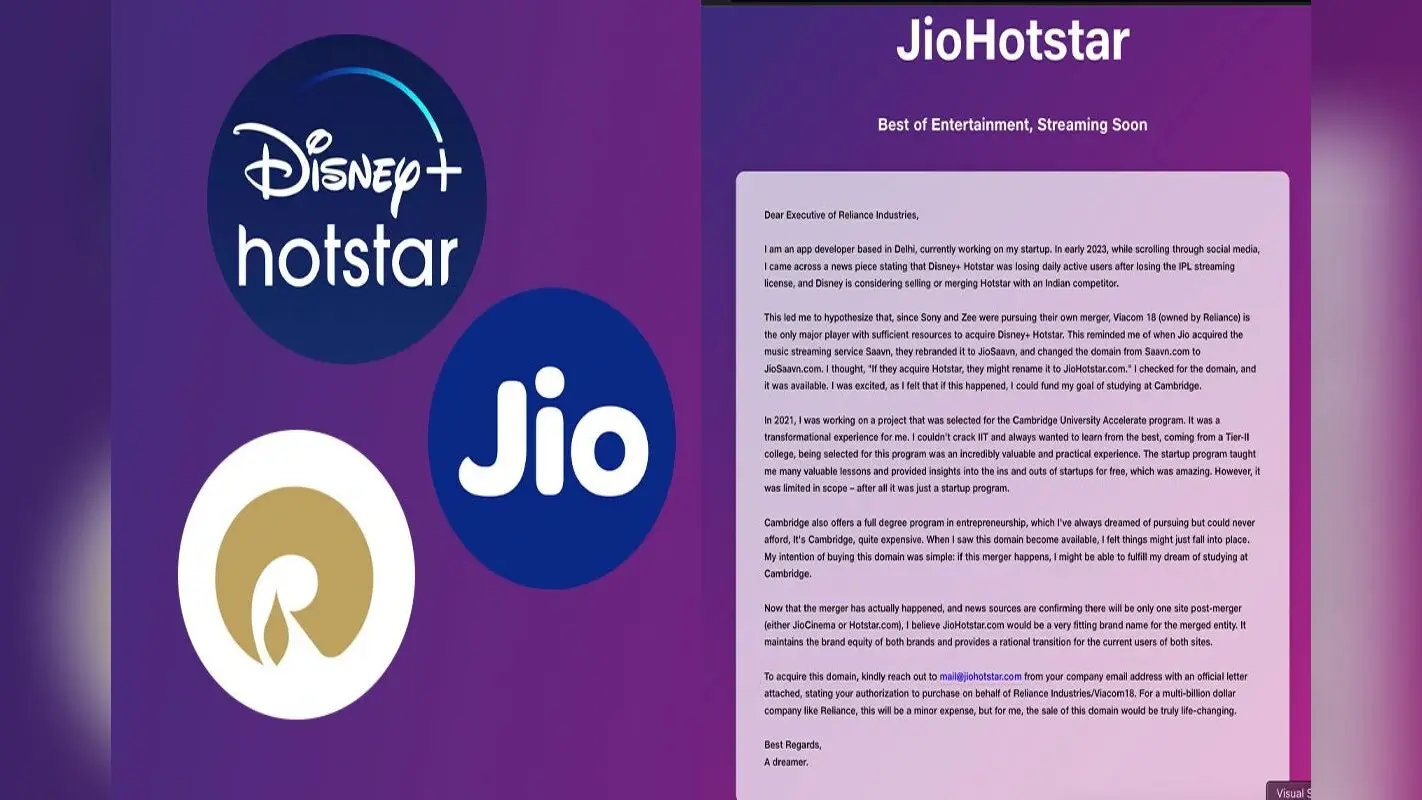 Jio Hotstar Domain खरीदकर दिल्ली के लड़के ने लगाया मौके पे चौका, Reliance के सामने रखी करोड़ों की डिमांड, जानें पूरी बात
