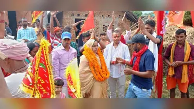 भागवत कथा को लेकर निकाली गयी कलश शोभा यात्रा