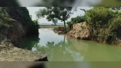 बांध टूटने से दर्जनों एकड़ फसल जलमग्न