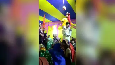 भागवत कथा के दौरान गोवर्धन पूजा के प्रसंग को श्रद्धालुओं ने किया श्रवण