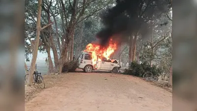 स्कार्पियो की ठोकर से बालक की मौत, गाड़ी में लगायी आग