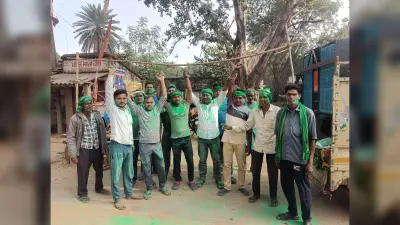 बिंदापाथर में झामुमो कार्यकर्ता ने निकाला विजय जुलूस