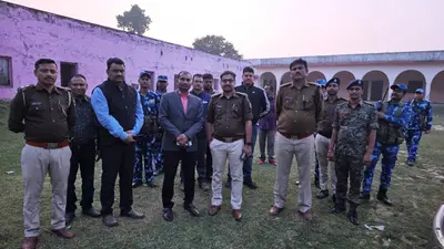 शांतिपूर्ण मतदान को लेकर प्रशासनिक अधिकारियों ने निकाला फ्लैग मार्च