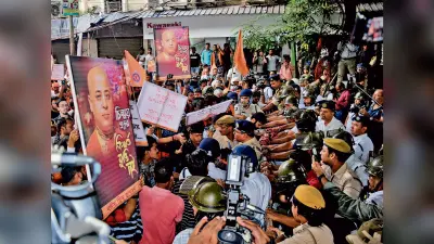 बंगीय हिंदू जागरण मंच ने बांग्लादेश उप उच्चायोग कार्यालय तक निकाला मार्च